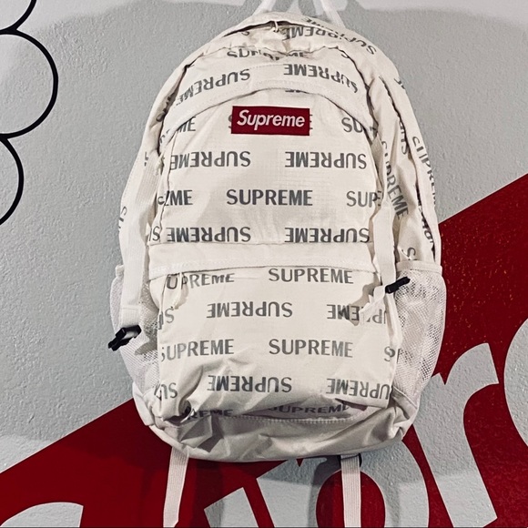 Supreme White 3M Reflective Repeat Backpack Supreme White 3M Reflective Repeat Backpack